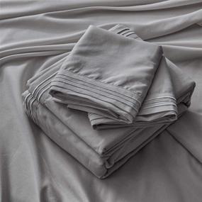 img 1 attached to SNUGEESE HOME King Size Grey Sheet Set 🛏️ - Soft Bedding Sheets & Pillowcases, 4-Piece Sheet Set