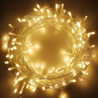 🎄 100 warm white led christmas lights on clear cable - 8 light effects, low voltage string fairy lights for christmas tree, garden, wedding, party, festival decoration logo