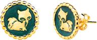 🦊 fox earrings for girls: 925 sterling silver, 18k gold plated, green enamel, hypoallergenic cute animals stud hoop earrings - ideal gifts for teen girls with sensitive ears logo