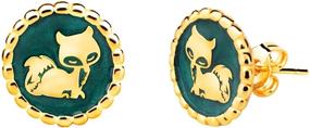 img 4 attached to 🦊 Fox Earrings for Girls: 925 Sterling Silver, 18K Gold Plated, Green Enamel, Hypoallergenic Cute Animals Stud Hoop Earrings - Ideal Gifts for Teen Girls with Sensitive Ears