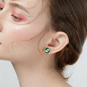 img 3 attached to 🦊 Fox Earrings for Girls: 925 Sterling Silver, 18K Gold Plated, Green Enamel, Hypoallergenic Cute Animals Stud Hoop Earrings - Ideal Gifts for Teen Girls with Sensitive Ears