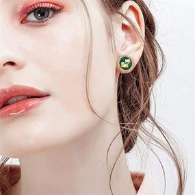 img 2 attached to 🦊 Fox Earrings for Girls: 925 Sterling Silver, 18K Gold Plated, Green Enamel, Hypoallergenic Cute Animals Stud Hoop Earrings - Ideal Gifts for Teen Girls with Sensitive Ears