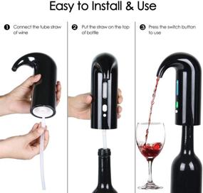 img 1 attached to 🍷 Rechargeable Electric Wine Aerator - ISMARTEN Portable Wine Decanter Pump and Dispenser, One-Touch Automatic USB Rechargeable for Red and White Wine (Black)