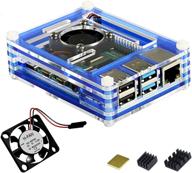 🔵 enhanced raspberry pi 4 model b acrylic case with cooling fan, heatsinks (blue) logo