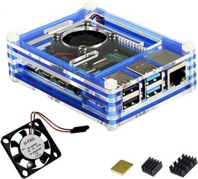 img 3 attached to 🔵 Enhanced Raspberry Pi 4 Model B Acrylic Case with Cooling Fan, Heatsinks (Blue)