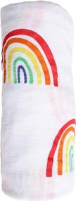 img 4 attached to 🌈 The Little Arrows Rainbow Baby Blanket Swaddle: Large Lightweight Muslin Bamboo Wrap, Gender Neutral Boy Girl, 47x47 in (120x120cm)