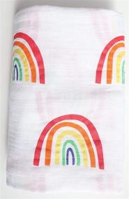 img 1 attached to 🌈 The Little Arrows Rainbow Baby Blanket Swaddle: Large Lightweight Muslin Bamboo Wrap, Gender Neutral Boy Girl, 47x47 in (120x120cm)