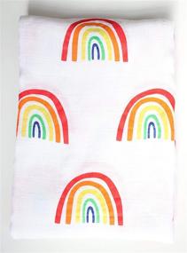img 3 attached to 🌈 The Little Arrows Rainbow Baby Blanket Swaddle: Large Lightweight Muslin Bamboo Wrap, Gender Neutral Boy Girl, 47x47 in (120x120cm)
