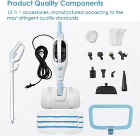 img 1 attached to Powerful 12-in-1 Handheld Steam Mop Cleaner: Ultimate Floor Steamer for Hardwood Laminate Tile Floors - Multi-functional & Detachable; Includes 11 Accessories & 2 Mop Pads - Ideal for Home Use, Carpet, Kitchen & Window Cleaning