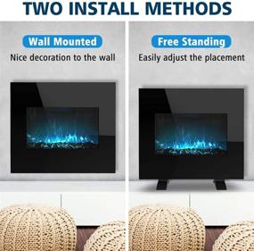 img 3 attached to 🔥 LifePlus 26 Inch Glass Electric Fireplace Heater: Wall Mounted and Freestanding, Adjustable 10 Flame LED Colors, Log & Crystal Hearth Options, Remote Control, 24H Timer