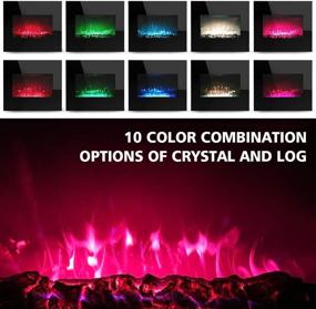 img 2 attached to 🔥 LifePlus 26 Inch Glass Electric Fireplace Heater: Wall Mounted and Freestanding, Adjustable 10 Flame LED Colors, Log & Crystal Hearth Options, Remote Control, 24H Timer