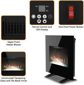 img 1 attached to 🔥 LifePlus 26 Inch Glass Electric Fireplace Heater: Wall Mounted and Freestanding, Adjustable 10 Flame LED Colors, Log & Crystal Hearth Options, Remote Control, 24H Timer