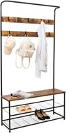 🏠 versatile entryway coat rack hall tree with shoe bench and storage shelf - 10 hooks for foyer mudroom or front door organization logo