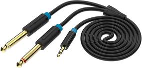 img 2 attached to 🎧 Vention 10FT 24K Gold Plated 3.5mm Male TRS to Dual 6.35mm Male TS Mono Y-Cable Splitter Cord - Black