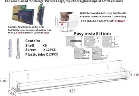 img 3 attached to 📚 Stylish and Practical 6 Pack Acrylic Clear Floating Bookshelf for Kids Room - Space-Saving Wall Mounted Hanging Shelves for Toys, Books, Vinyl Records, and More - Clear by Cq acrylic