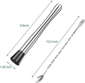 img 1 attached to 🍸 Professional Home Bar Tool Set: Stainless Steel 10 Inch Cocktail Muddler and Mixing Spoon