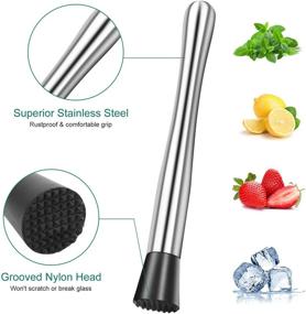 img 3 attached to 🍸 Professional Home Bar Tool Set: Stainless Steel 10 Inch Cocktail Muddler and Mixing Spoon