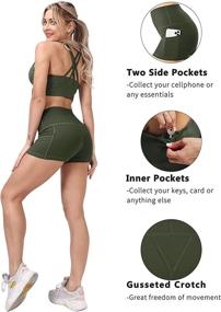 img 2 attached to 🩳 CHRLEISURE Women's High Waisted Spandex Yoga Shorts with Pockets, 3in Workout Booty Shorts