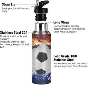 img 2 attached to 🔥 CCDMJ Space Fire Water Soccer 20 oz Vacuum Insulated Stainless Steel Thermos Mug - Perfect Kids Water Bottle with Straw and Handle for Hot/Cold Drinks during Sports, Biking, and Outdoor Travel