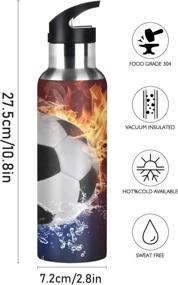 img 3 attached to 🔥 CCDMJ Space Fire Water Soccer 20 oz Vacuum Insulated Stainless Steel Thermos Mug - Perfect Kids Water Bottle with Straw and Handle for Hot/Cold Drinks during Sports, Biking, and Outdoor Travel