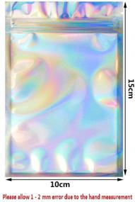 img 3 attached to 🌈 100-Pack Resealable Smell Proof Bags, Foil Ziplock Bags for Food Storage, Clear Flat Ziplock Pouches, Aluminum Foil Bags for Packaging, Holographic Rainbow Color, 4x6 Inch