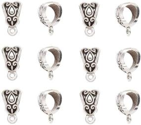 img 4 attached to 💯 100pcs Alloy Beads Bails Connector: DIY Necklace Bracelet Jewelry Charm Pendant Adapter (Antique Silver)