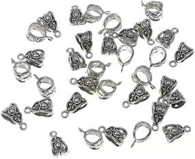 img 1 attached to 💯 100pcs Alloy Beads Bails Connector: DIY Necklace Bracelet Jewelry Charm Pendant Adapter (Antique Silver)