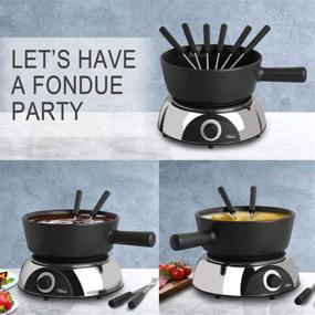 img 3 attached to 🧀 Artestia Electric Fondue Set - Cheese & Chocolate, Ceramic Pot for 6 Persons (Glossy Base, Black Matt)