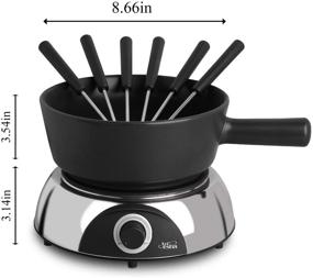 img 2 attached to 🧀 Artestia Electric Fondue Set - Cheese & Chocolate, Ceramic Pot for 6 Persons (Glossy Base, Black Matt)