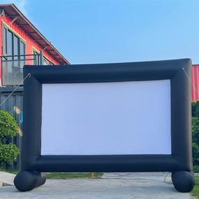 img 1 attached to 🎬 Надувной экран для кино TKLoop длиной 16 футов - стабильный дизайн с T-образными ножками, двустороннее проецирование, безшовный надувной экран с вентилятором для надувания, упорами и сумкой для хранения
