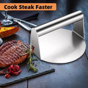 img 1 attached to 🍔 Noble Stainless Steel Burger Press - Non-Stick Surface - Round Grilling Tool for Meat Patty, Steak, Hot Dog - Steak Flattener for Panini, Sandwich - 5.5x5.5