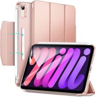 esr ipad mini 6 case 8.3 inch 2021, ultra slim trifold stand with clasp, auto sleep/wake, pencil 2 charging support, hard back smart cover for ipad mini 6th gen pink логотип