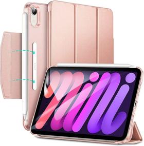 img 4 attached to ESR iPad Mini 6 Case 8.3 Inch 2021, Ultra Slim Trifold Stand with Clasp, Auto Sleep/Wake, Pencil 2 Charging Support, Hard Back Smart Cover for iPad Mini 6th Gen Pink