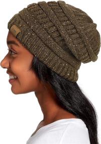 img 3 attached to Winter Knitted Satin Lined Beanie Hats: Slouchy Cable Beanie for Women - Silky Soft, Washed & Warm!