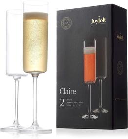 img 4 attached to JoyJolt Claire Collection Crystal Champagne Flutes - Set of 2 Exquisite Glasses - 5.7 oz Capacity - Perfect for Home Bar & Special Occasions