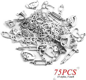 img 3 attached to 💉 75pcs Antique Silver Medical Nurse Charms and Pendants: Crafting Jewelry with 15 Unique Styles