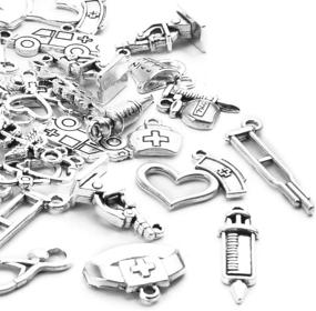 img 1 attached to 💉 75pcs Antique Silver Medical Nurse Charms and Pendants: Crafting Jewelry with 15 Unique Styles