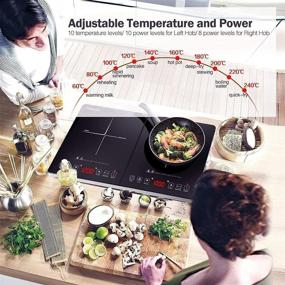 img 2 attached to 🍳 AMZCHEF Double Induction Cooktop - Ultra-thin Body, Independent Control, 2 Burners, 10 Temperature Levels, Multiple Power Levels, 1800W, 3-hour Timer, Safety Lock, Fashion Design