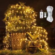 9.8ft x 6.6ft 200led warm white battery operated led net lights - outdoor string decorative lights for window wall sweetheart table background camping beach [remote control, 8 modes, timer, dimmable] logo