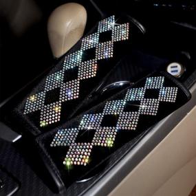 img 4 attached to 💎 Bling up Your Ride with the Auto Center Console Pad for Women: Universal Medium-Sized Armrest Cover Cushion with Crystal Diamond Decoration