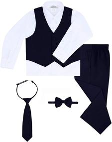 img 1 attached to 👦 Stylish Boys' Black 6 Piece Suit Set: Suits & Sport Coats for Boys' Clothing