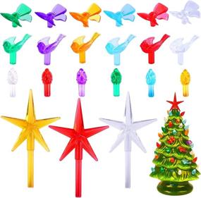 img 4 attached to Ruisita 153-Piece Multi-Colored Ceramic Christmas Tree Ornament Set with Plastic Tree Bulbs and Star Topper