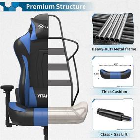 img 1 attached to YITAHOME Massage Gaming Chair: Heavy Duty 350lbs Ergonomic Video Game Chair with Headrest and Lumbar Support - Blue