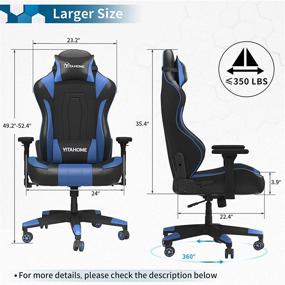 img 2 attached to YITAHOME Massage Gaming Chair: Heavy Duty 350lbs Ergonomic Video Game Chair with Headrest and Lumbar Support - Blue