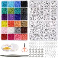 📿 beads kit: greentime 14400pcs 3mm glass seed beads + 1200 pcs alphabet letter beads for jewelry bracelets making and crafts - diy material with accessories logo