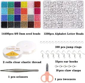 img 2 attached to 📿 Beads Kit: Greentime 14400pcs 3mm Glass Seed Beads + 1200 Pcs Alphabet Letter Beads for Jewelry Bracelets Making and Crafts - DIY Material with Accessories