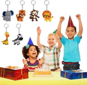img 1 attached to 🐾 24 Pack Safari Animal Keychains - Jungle Theme Keychains for Kids Party Favors, School Carnival Prizes, Baby Shower Favors, and Safari Party Supplies