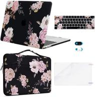 📱 mosiso macbook pro 13 inch case 2016-2020, a2338 m1 a2289 a2251 a2159 a1989 a1706 a1708, black plastic peony hard shell, sleeve bag, keyboard skin, webcam cover, screen protector logo