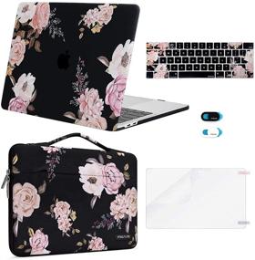 img 1 attached to 📱 MOSISO MacBook Pro 13 inch Case 2016-2020, A2338 M1 A2289 A2251 A2159 A1989 A1706 A1708, Black Plastic Peony Hard Shell, Sleeve Bag, Keyboard Skin, Webcam Cover, Screen Protector