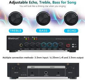 img 2 attached to 🎤 Bietrun Wireless Microphone with Adjustable Echo/Treble/Bass and Bluetooth - 160 ft Range, Metal Dual Dynamic Handheld Mic System - Ideal for Home Karaoke, Party, Church, DJ, Wedding, KTV